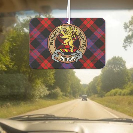 Clan Brown Wappen über Tartan Autolufterfrischer