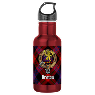 Clan Brown-Wappen über Tartan Edelstahlflasche