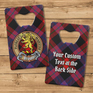 Clan Brown Wappen über Tartan Geldbeutel Flaschenöffner