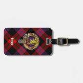 Clan Brown Wappen über Tartan Gepäckanhänger (Vorderseite horizontal)