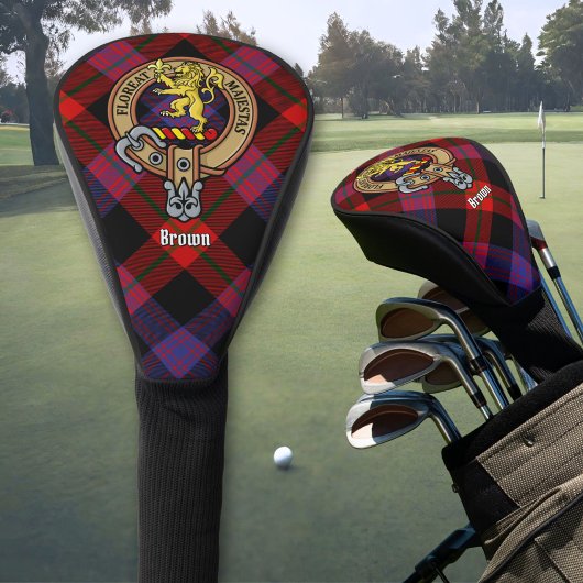 Clan Brown Wappen über Tartan Golf Headcover