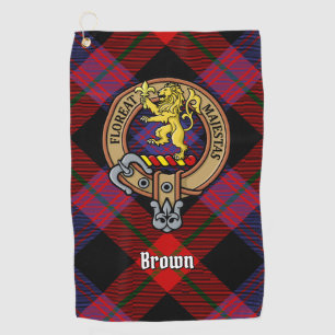 Clan Brown Wappen über Tartan Golfhandtuch