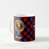 Clan Brown Wappen über Tartan Kaffeetasse (Vorderseite Links)