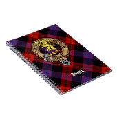 Clan Brown Wappen über Tartan Notizblock (Rechte Seite)