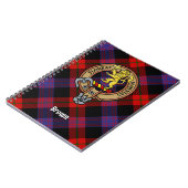 Clan Brown Wappen über Tartan Notizblock (Linke Seite)