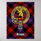Clan Brown Wappen über Tartan Poster (Vorne)