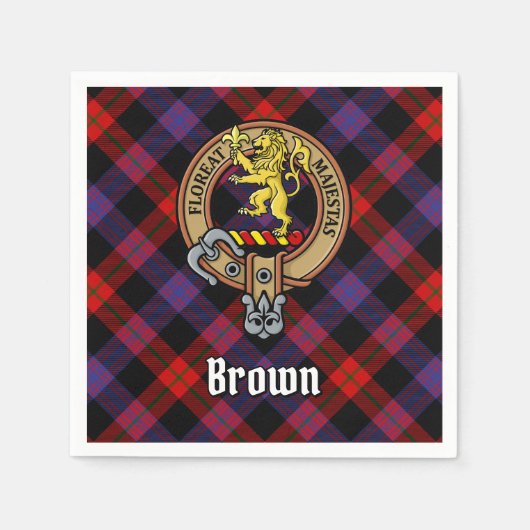 Clan Brown Wappen über Tartan Serviette (Vorderseite)