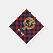 Clan Brown Wappen über Tartan Serviette (Ecke)