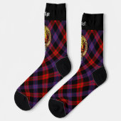 Clan Brown Wappen über Tartan Socken (Linkes Detail)