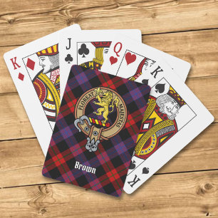 Clan Brown Wappen über Tartan Spielkarten