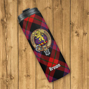 Clan Brown Wappen über Tartan Thermosbecher