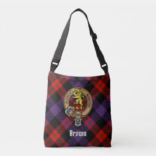 Clan Brown Wappen über Tartan Tragetaschen Mit Langen Trägern