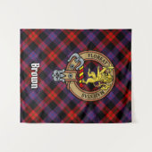 Clan Brown Wappen über Tartan Wandteppich (Vorderseite (Horizontal))