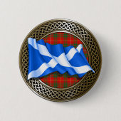 Clan Bruce Tartan Knot & Flag Button (Vorderseite)