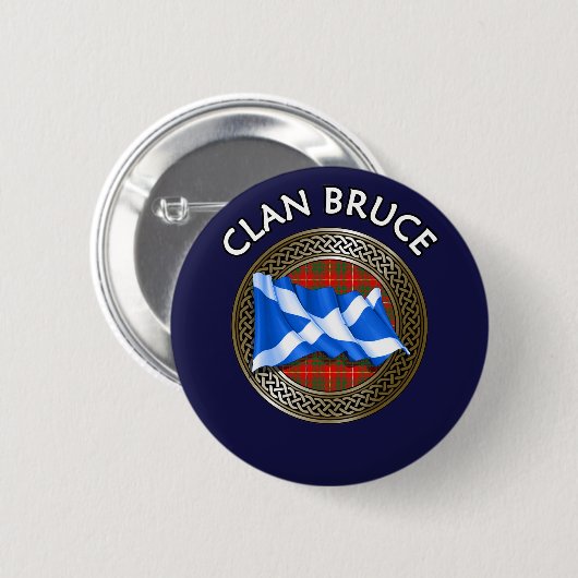 Clan Bruce Tartan Knot & Flag Button (Vorne & Hinten)