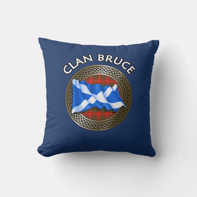 Clan Bruce Tartan Knot & Flag Kissen (Vorderseite)