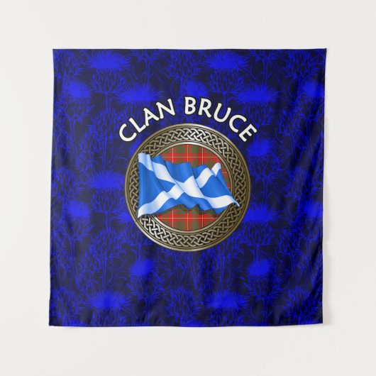 Clan Bruce Tartan Knot & Flag Wandteppich (Vorderseite)