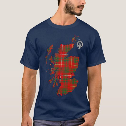 Clan Bruce Tartan Map & Wappen T-Shirt (Vorderseite)
