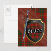 Clan Bruce Tartan Sword & Shield Postkarte (Vorne/Hinten)