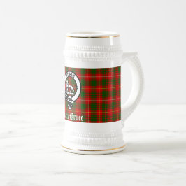 Clan Bruce Wappen Abzeichen & Tartan Custom Bierglas