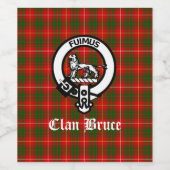 Clan Bruce Wappen Abzeichen & Tartan Custom Weinetikett (Einzelnes Label)