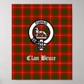 Clan Bruce Wappen Abzeichen & Tartan Poster (Vorne)