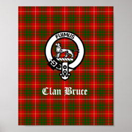 Clan Bruce Wappen Abzeichen & Tartan Poster