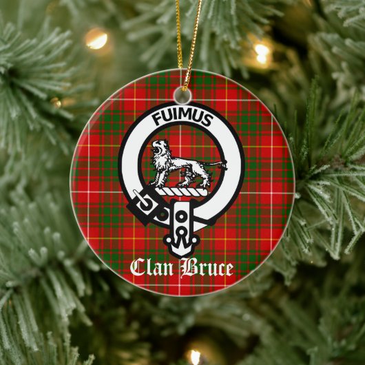Clan Bruce Wappen Abzeichen und Tartan Keramik Ornament (Baum)