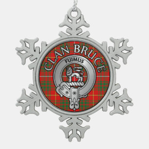 Clan Bruce Wappen & Tartan Schneeflocken Zinn-Ornament