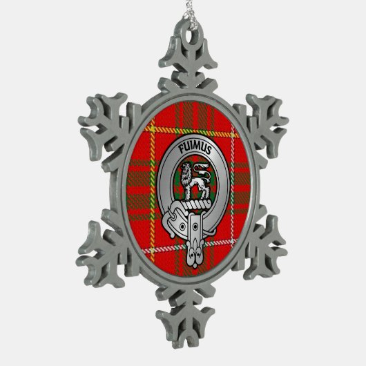 Clan Bruce Wappen & Tartan Schneeflocken Zinn-Ornament (Links)