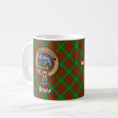 Clan Bruce Wappen über die Jagd auf Tartan Kaffeetasse (Vorderseite Links)