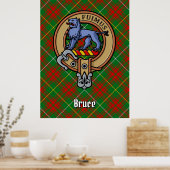 Clan Bruce Wappen über die Jagd auf Tartan Poster (Küche)