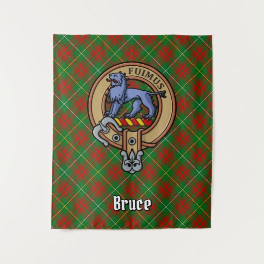 Clan Bruce Wappen über die Jagd auf Tartan Wandteppich (Vorderseite)