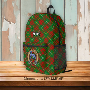 Clan Bruce Wappen über Hunting Tartan Bedruckter Rucksack