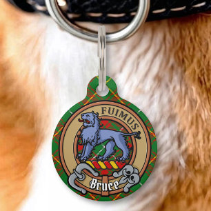 Clan Bruce Wappen über Hunting Tartan Haustiermarke