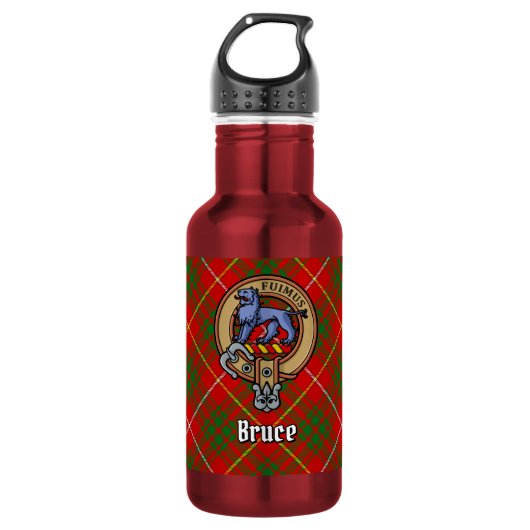 Clan Bruce Wappen über Tartan Edelstahlflasche (Vorderseite)