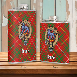 Clan Bruce Wappen über Tartan Flachmann