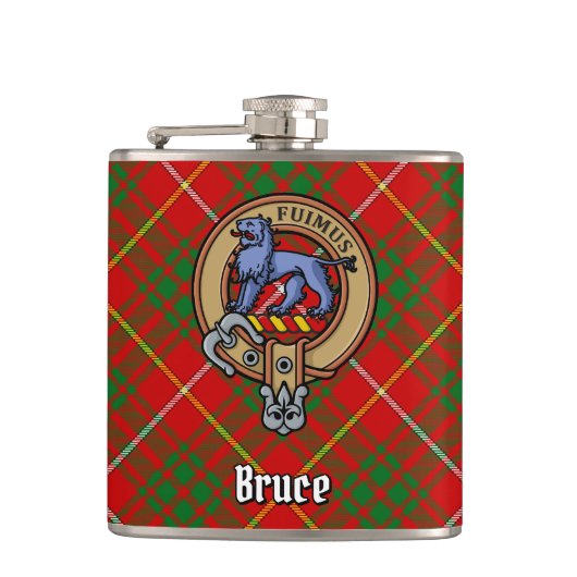 Clan Bruce Wappen über Tartan Flachmann (Vorderseite)