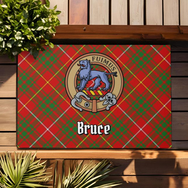 Clan Bruce Wappen über Tartan Fußmatte (Von Creator hochgeladen)