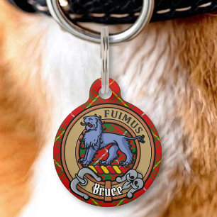 Clan Bruce Wappen über Tartan Haustiermarke