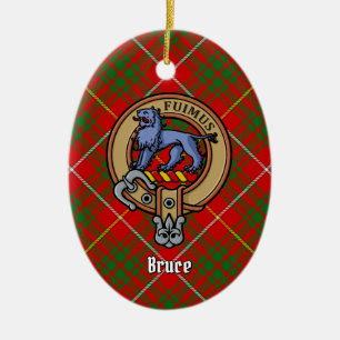 Clan Bruce Wappen über Tartan Keramik Ornament