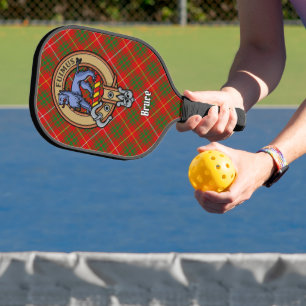 Clan Bruce-Wappen über Tartan Pickleball Schläger