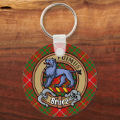 Clan Bruce Wappen über Tartan Schlüsselanhänger (Vorderseite)