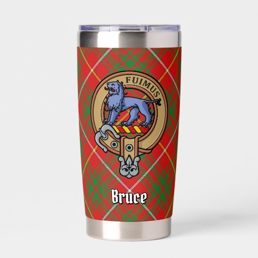 Clan Bruce Wappen über Tartan Thermobecher (Vorderseite)