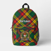 Clan Buchanan Crest over Tartan Bedruckter Rucksack (Vorderseite)