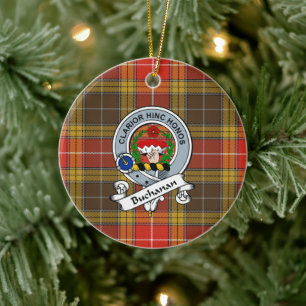 Clan Buchanan Old Set Weathered Abzeichen Tartan K Keramik Ornament