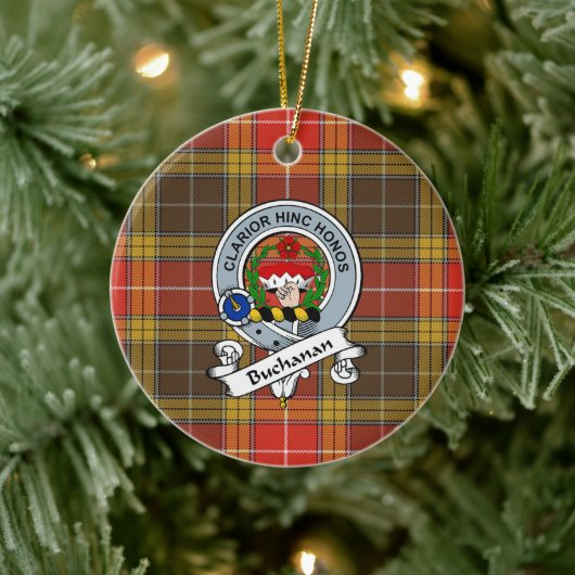 Clan Buchanan Old Set Weathered Abzeichen Tartan K Keramik Ornament (Baum)