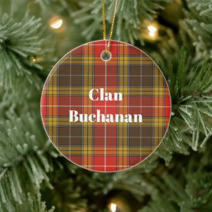 Clan Buchanan Old Set Weathered Tartan Keramik Ornament