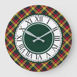 Clan Buchanan Tartan Border Große Wanduhr