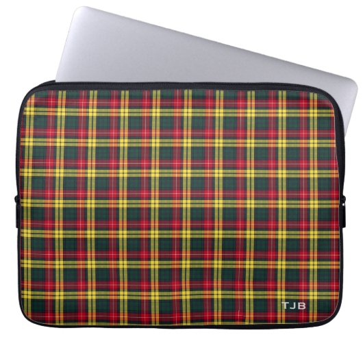 Clan Buchanan Tartan Kariert Monogram Laptopschutzhülle (Vorderseite)